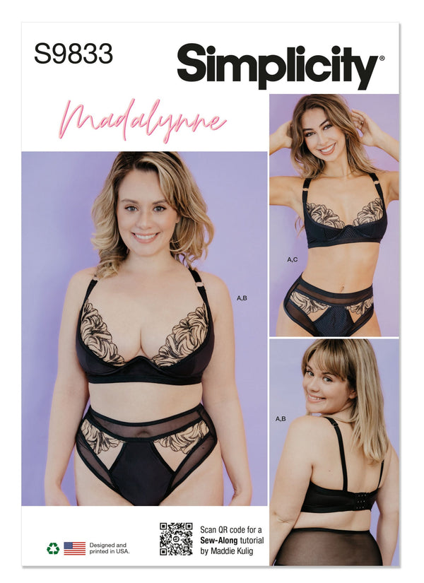 SIMPLICITY - S9833 Misses' and Women's Bra, Panty and Thong by Madalynne Intimates