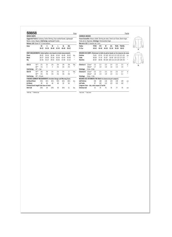 SIMPLICITY - S9858 CHEMISES UNISEXE