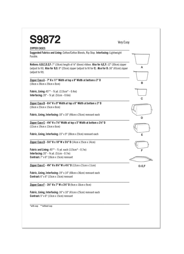 SIMPLICITY - S9872 Zipper Cases