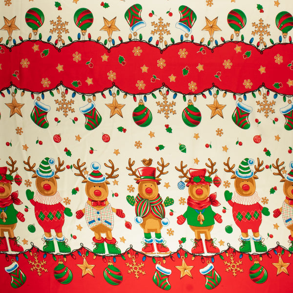 Printed Christmas Tabling Fabric - 004 - Red