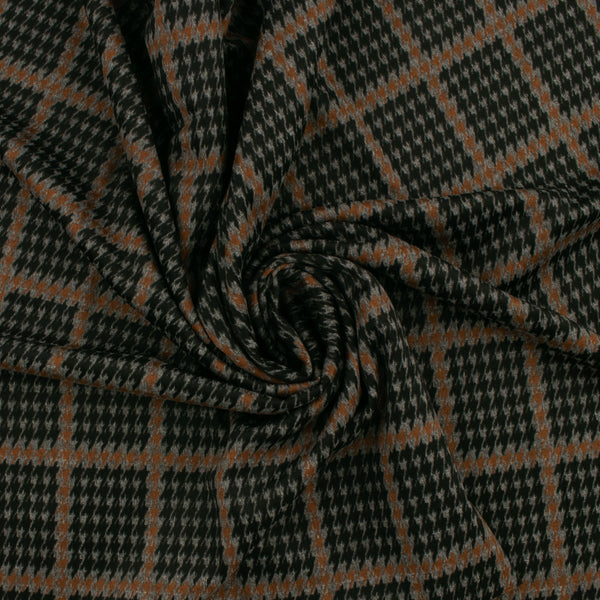 Stretch Plaid Suiting - YORK - 005 - Black & Brown