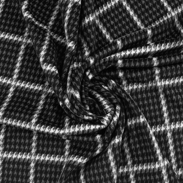 Tissu à Carreaux Extensible pour Costume - YORK - 006 - Noir et Gris