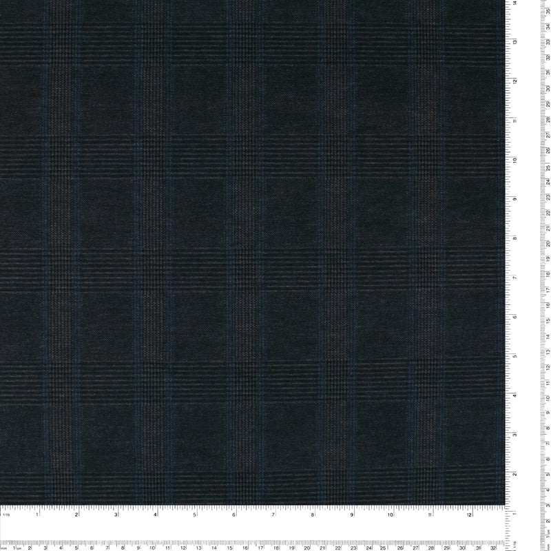 Tissu à Carreaux Extensible pour Costume - YORK - 014 - Noir et Gris