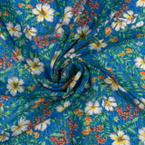 Chiffon Dobby Jacquard Imprimé - TANIA - 002 - Bleu