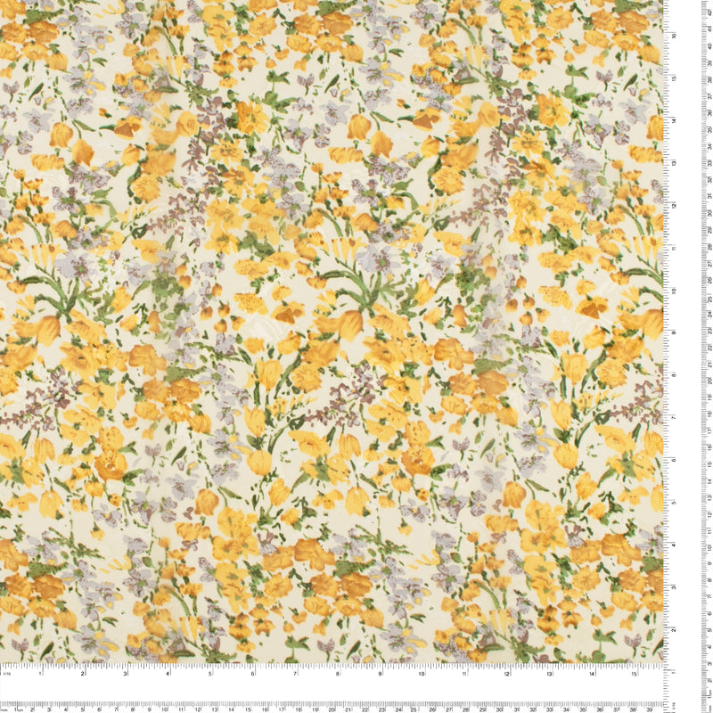 Chiffon Dobby Jacquard Imprimé - TANIA - 003 - Jaune Pâle