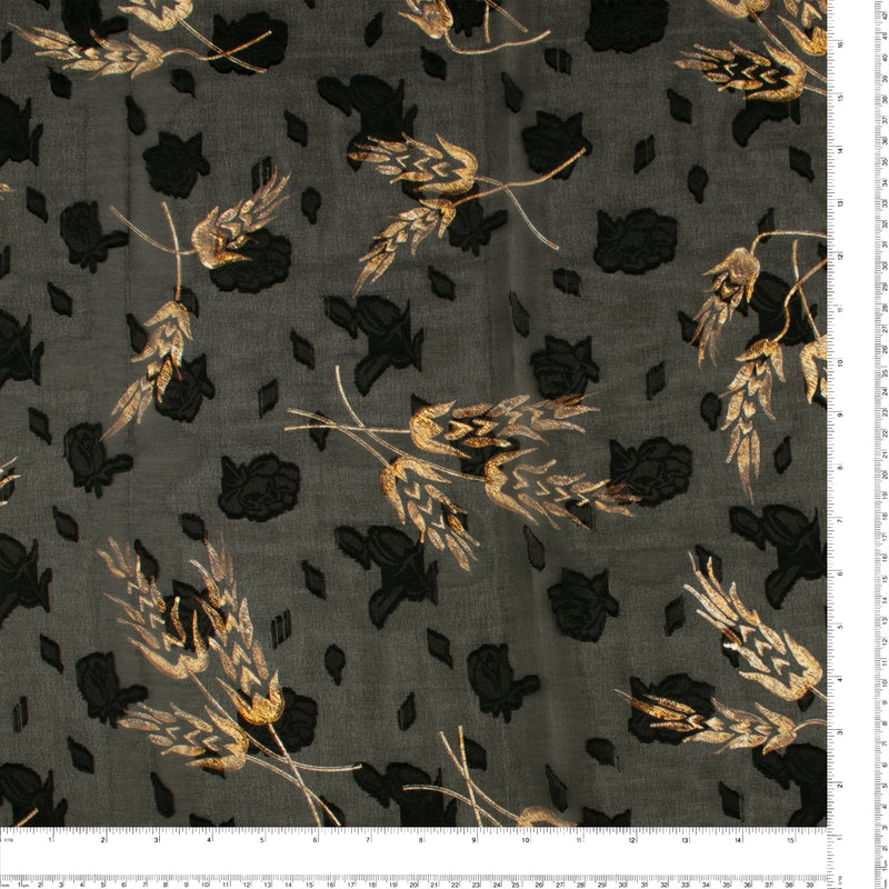 Chiffon Dobby Jacquard Imprimé - TANIA - 019 - Noir