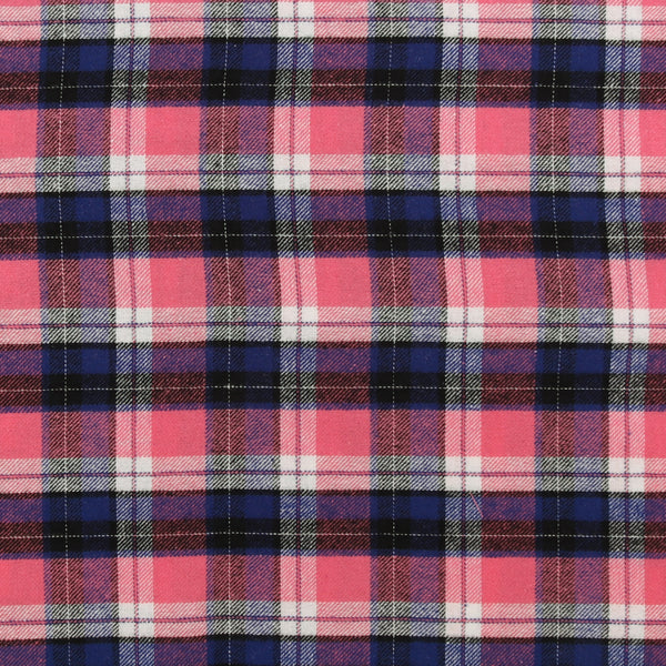 Tartan en Coton Brossé - NOAH - 004 - Rose