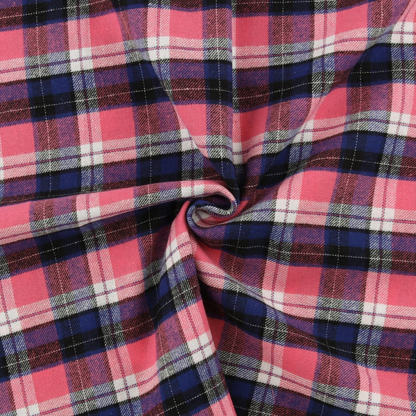 Tartan en Coton Brossé - NOAH - 004 - Rose