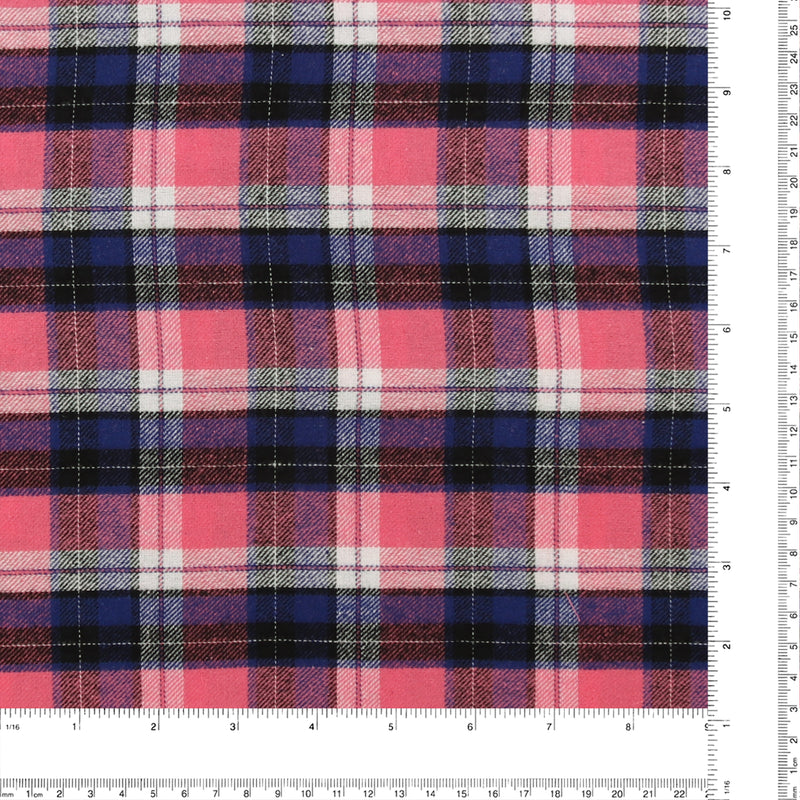 Tartan en Coton Brossé - NOAH - 004 - Rose