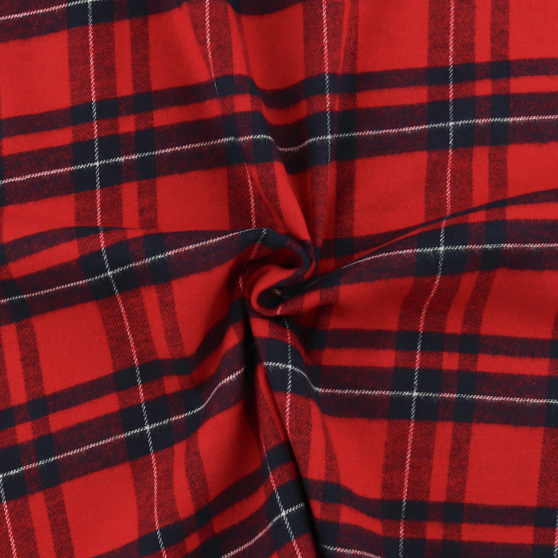 Tartan en Coton Brossé - NOAH - 017 - Rouge