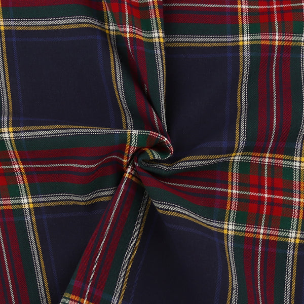 Tartan en Coton Brossé - NOAH - 023 - Marine