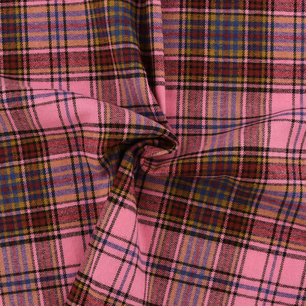 Tartan en Coton Brossé - NOAH - 025 - Rose