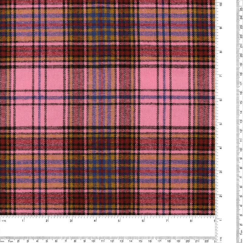 Tartan en Coton Brossé - NOAH - 025 - Rose