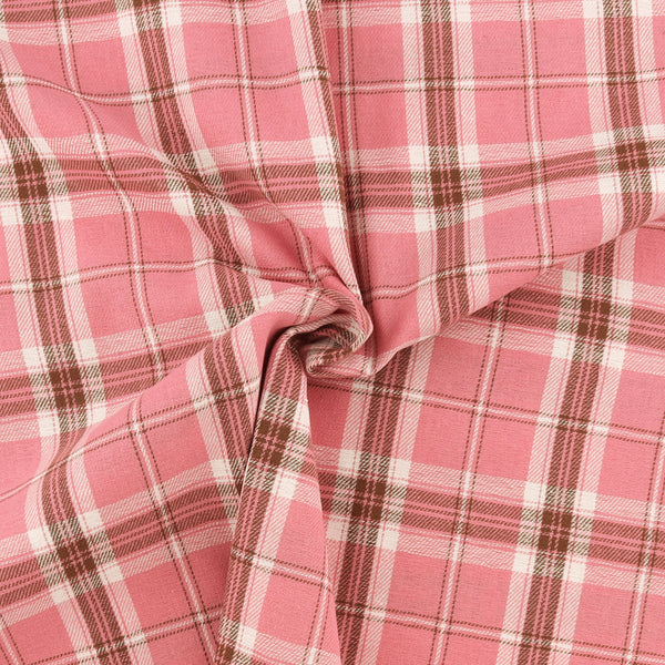 Tartan en Coton Brossé - NOAH - 027 - Rose