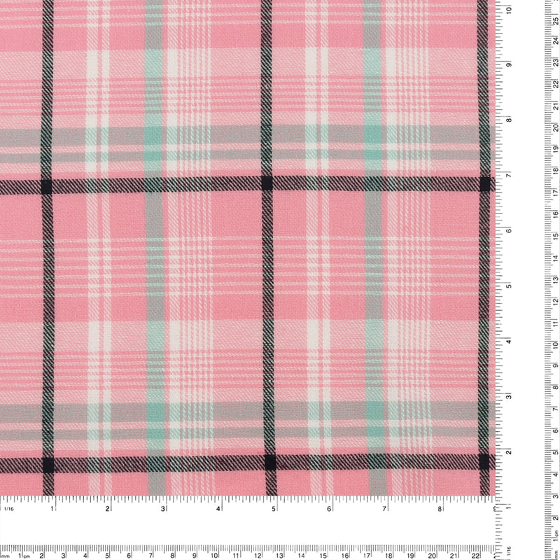 Tartan en Coton Brossé - NOAH - 038 - Rose