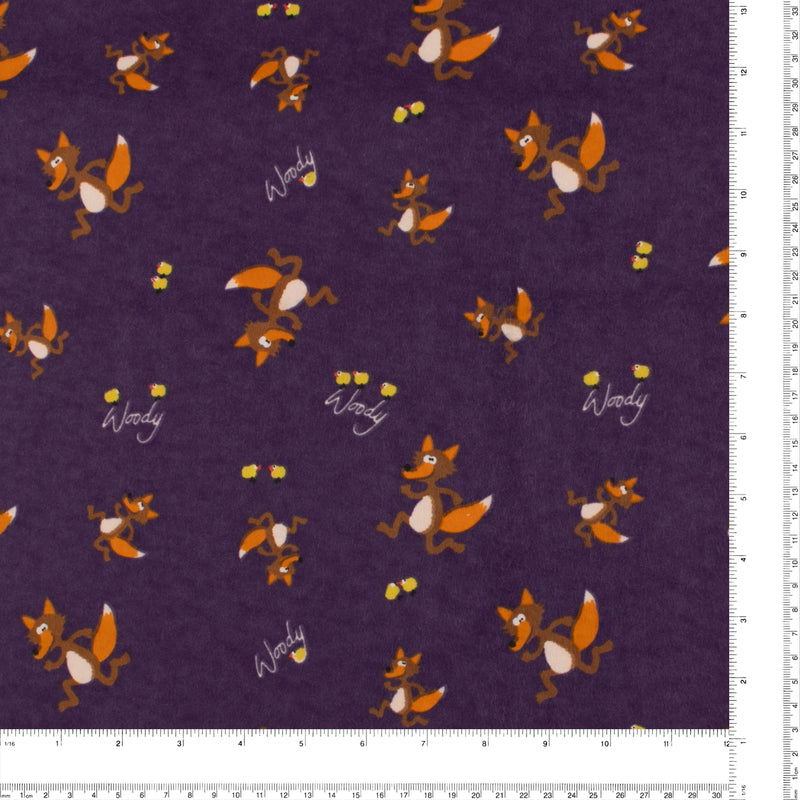 Wide Printed Flannelette - BUNNY - 005 - Purple