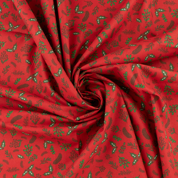 Popeline de Coton Imprimée - NOËL - 004 - Rouge