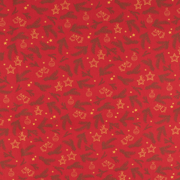 Popeline de Coton Imprimée - NOËL - 007 - Rouge