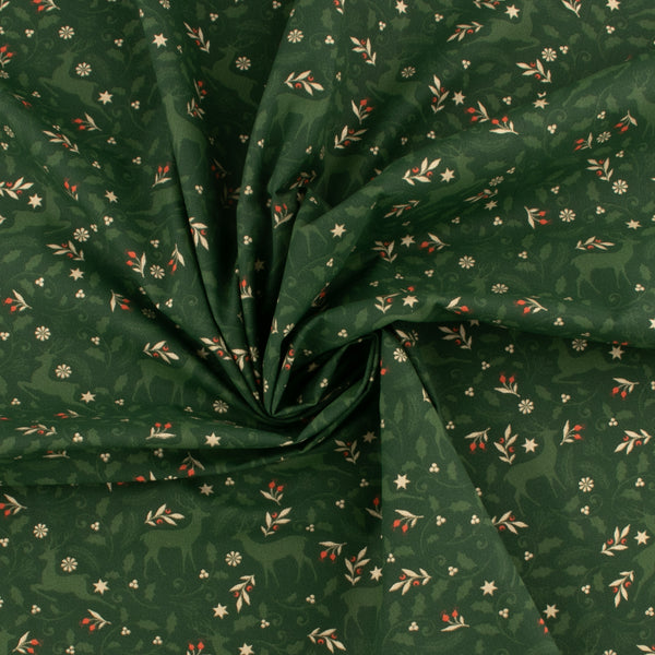 Printed Cotton Poplin - CHRISTMAS - 022 - Green