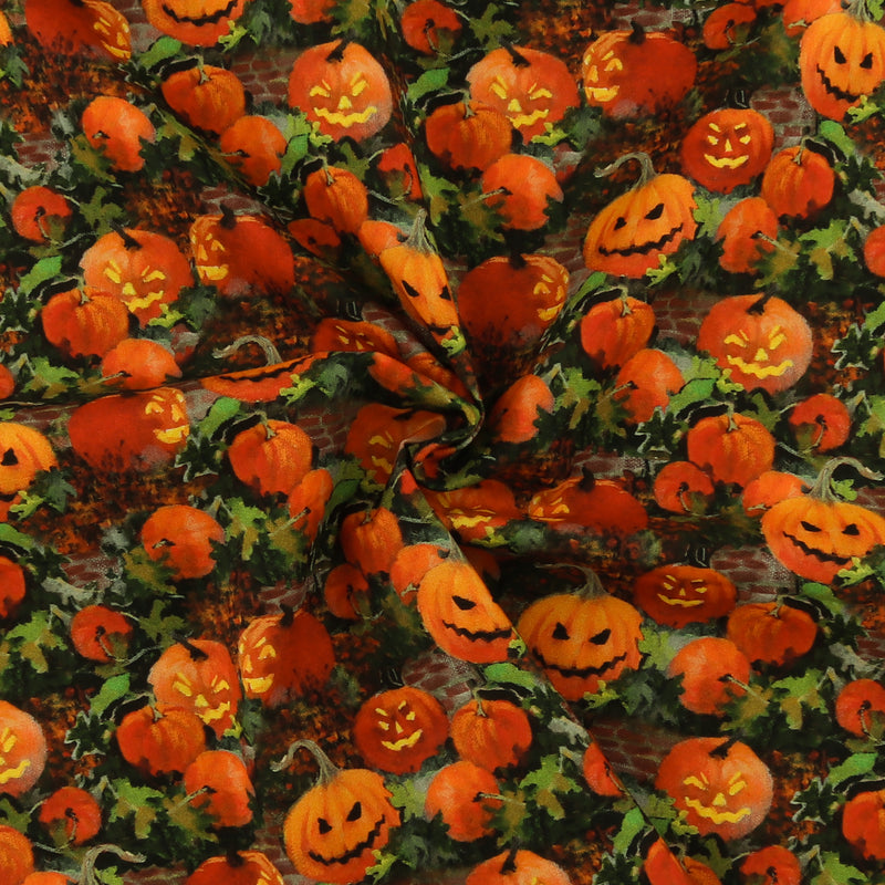 3 Wishes Fabrics - Coton Imprimé - «AN EERIE WELCOME» - 001 - Orange