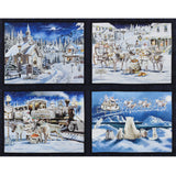 3 Wishes Fabrics - Panneau de Coton Imprimé 36 x 45 po (90 x 115 cm) - «HERE COMES SANTA» - 001 - Bleu