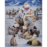 3 Wishes Fabrics - Panneau de Coton Imprimé 36 x 45 po (90 x 115 cm) - «HERE COMES SANTA» - 002 - Blanc