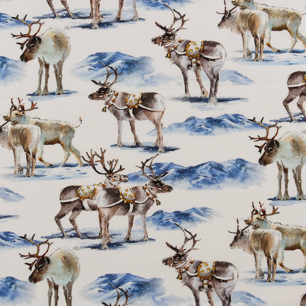 3 Wishes Fabrics - Coton Imprimé - «HERE COMES SANTA» - 005 - Blanc