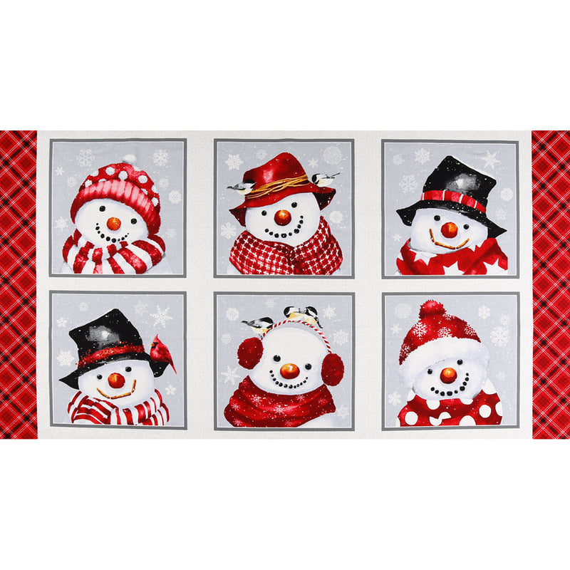 Henry Glass - Printed Cotton Panel 23 x 45 in (60 x 115 cm) - SNOW CREW - 001 - Red