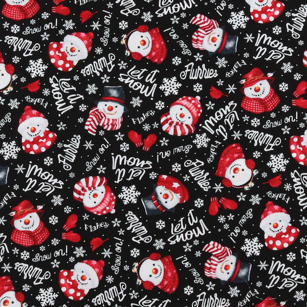 Henry Glass - Printed Cotton - SNOW CREW - 005 - Black