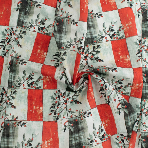 HOMESTEAD HOLIDAYS Digital Printed Cotton - HOMESTEAD HOLIDAYS - 004 - Grey & Red