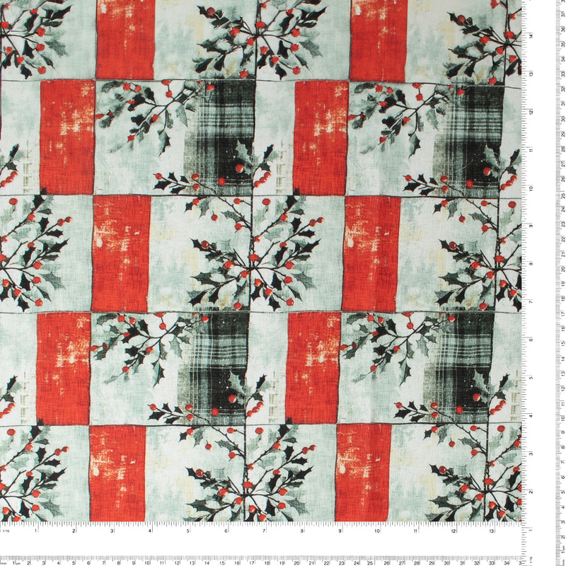 HOMESTEAD HOLIDAYS Digital Printed Cotton - HOMESTEAD HOLIDAYS - 004 - Grey & Red