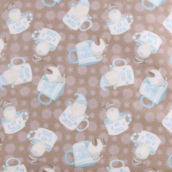 Henry Glass - Printed Flannelette - I LOVE SN'GNOMIES - 005 - Light Brown