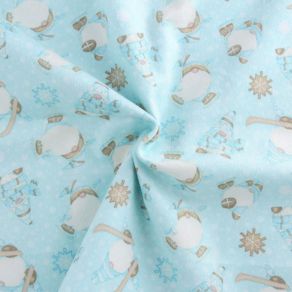 Henry Glass - Printed Flannelette - I LOVE SN'GNOMIES - 006 - Aqua