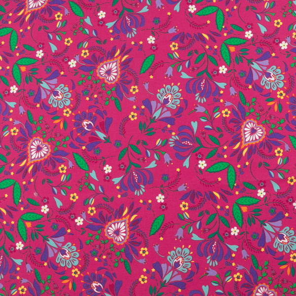 Printed Poplin - CRAYON - 001 - Fuschia