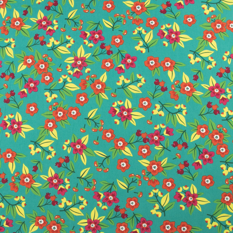 Printed Poplin - CRAYON - 005 - Teal