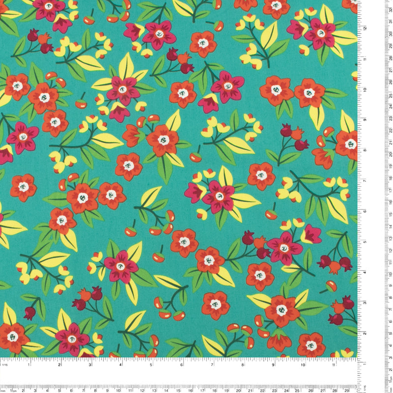 Printed Poplin - CRAYON - 005 - Teal