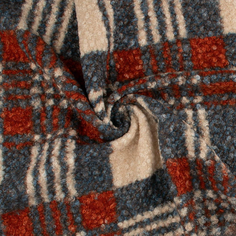 Bouclé Plaid Coating - CURLY - Grey