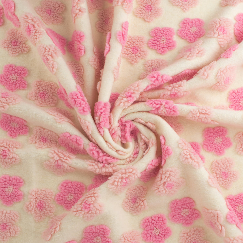 Tissu pour manteau - Fleur en Relief - 002 - Rose