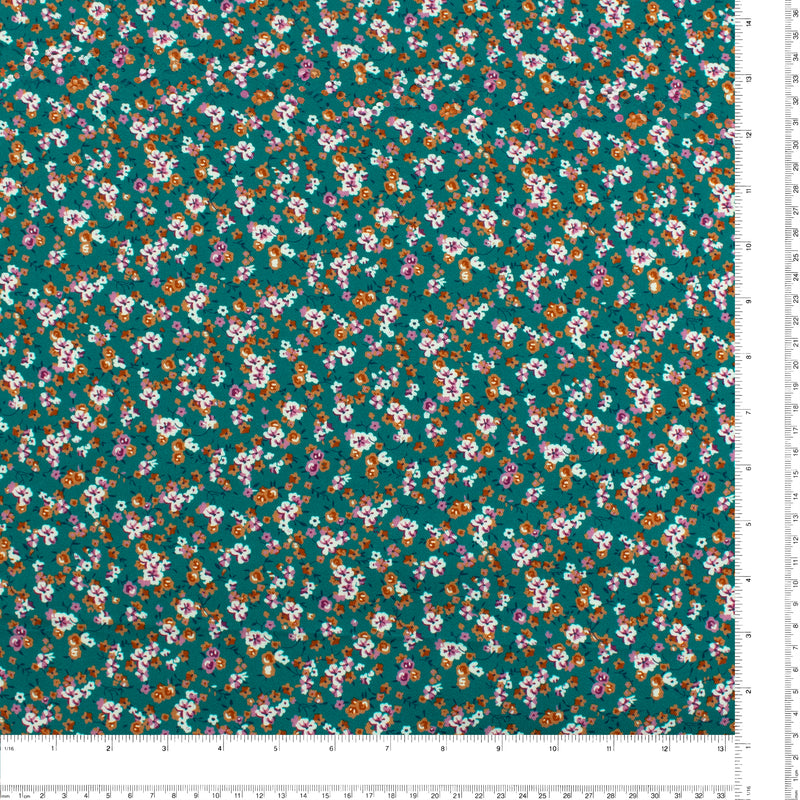 Digital Printed Rayon Twill - SANDRA - 006 - Teal