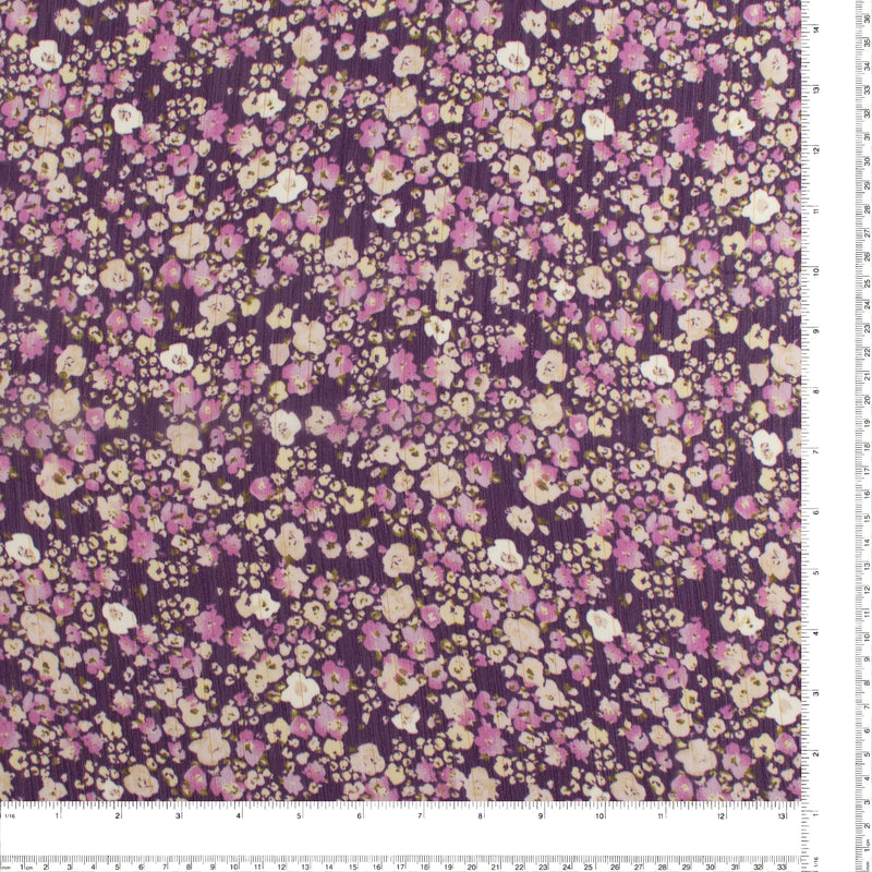 Printed Metallic Chiffon Yoryu - CHANTAL - 004 - Purple