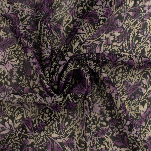 Printed Metallic Chiffon Yoryu - CHANTAL - 006 - Purple