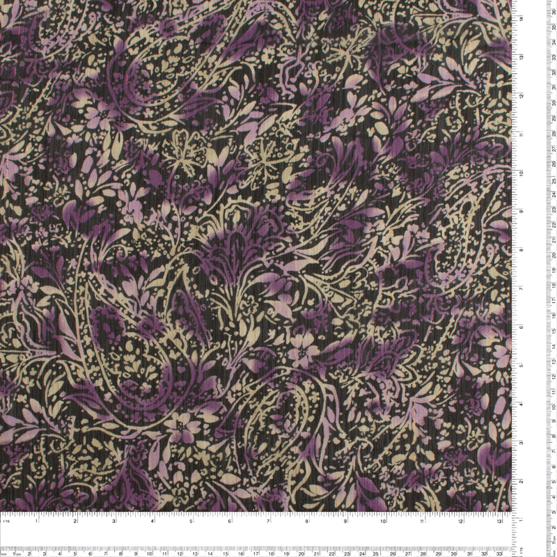 Printed Metallic Chiffon Yoryu - CHANTAL - 006 - Purple