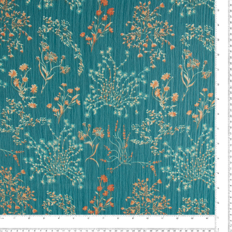 Printed Chiffon Yoryu - CHANTAL - 001 - Teal