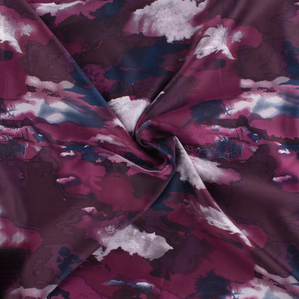 Printed Satin Velvet - ESTELLA - 004 - Plum