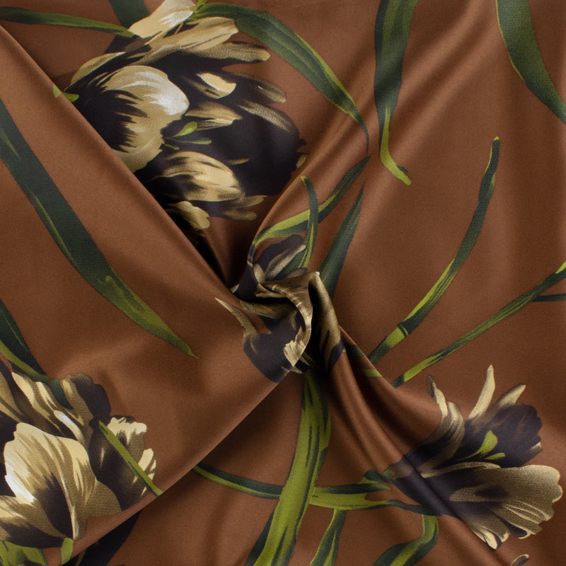 Printed Satin Velvet - ESTELLA - 011 - Brown