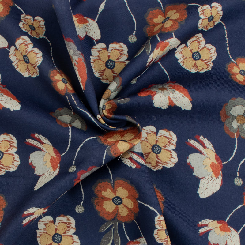 Digital Printed Twill - PRIYA - 007 - Navy