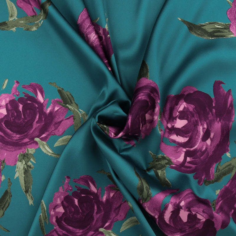 Printed Satin - GABRIELLA - 009 - Teal