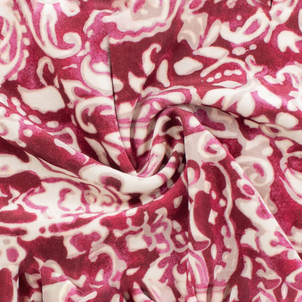 Digital Printed Stretch Velvet - GLAM - 001 Raspberry