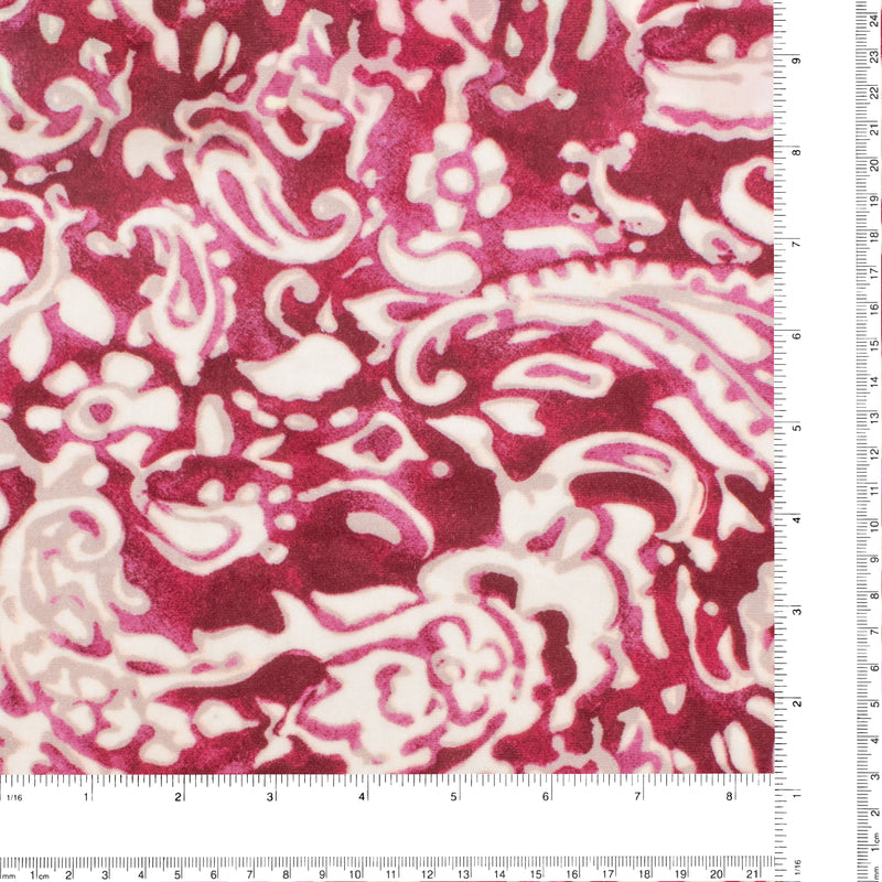 Digital Printed Stretch Velvet - GLAM - 001 Raspberry