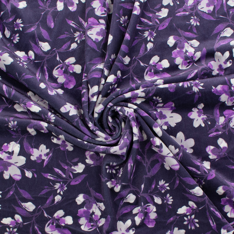 Digital Printed Stretch Velvet - GLAM - 005 - Purple